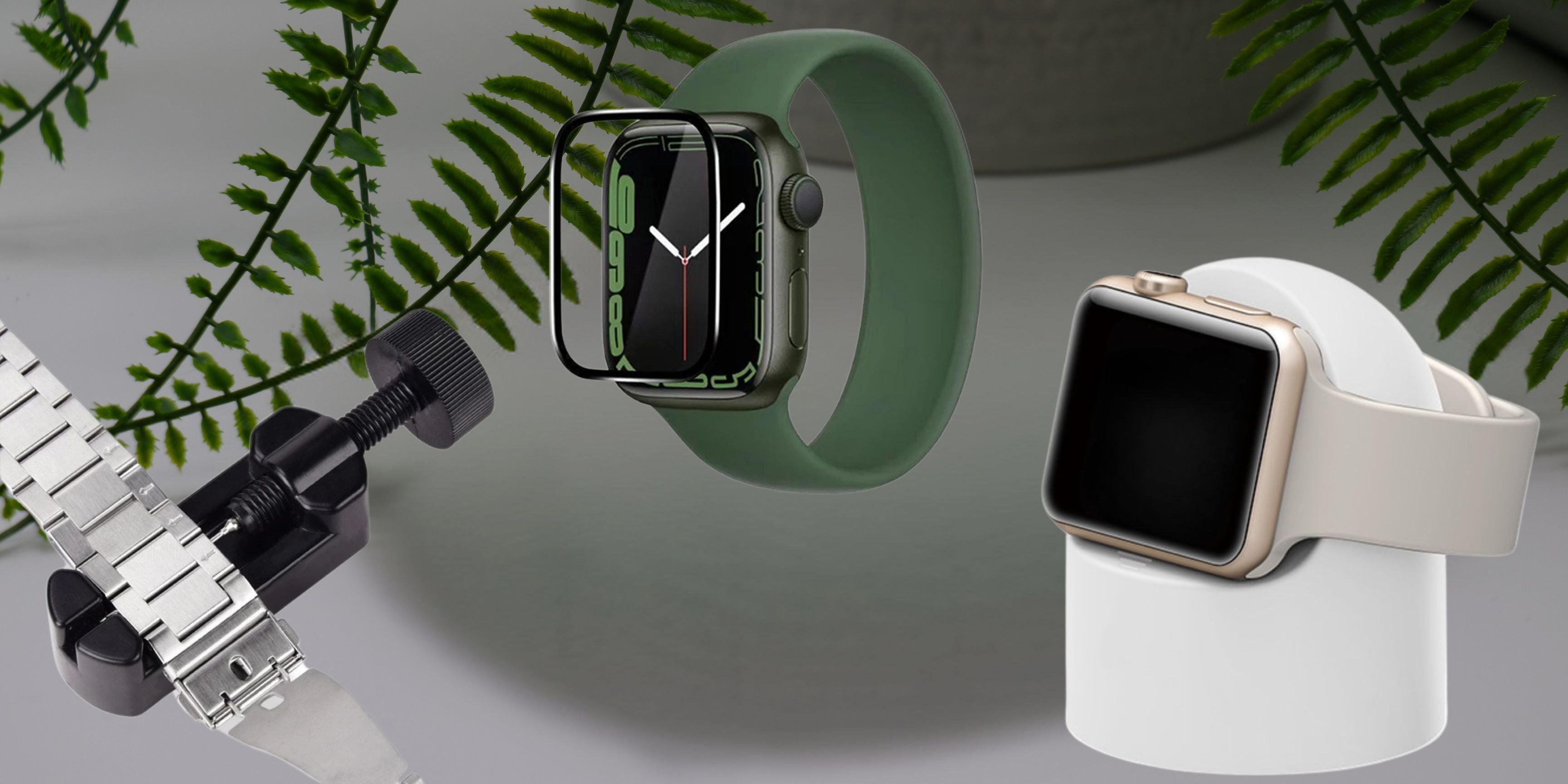 Apple Watch Zubehör - esntls - Zubehör wie Displayschutz, Schutzhüllen, Werkzeug für Gliederarmbänder und Ladestationen passend für die Apple Watch