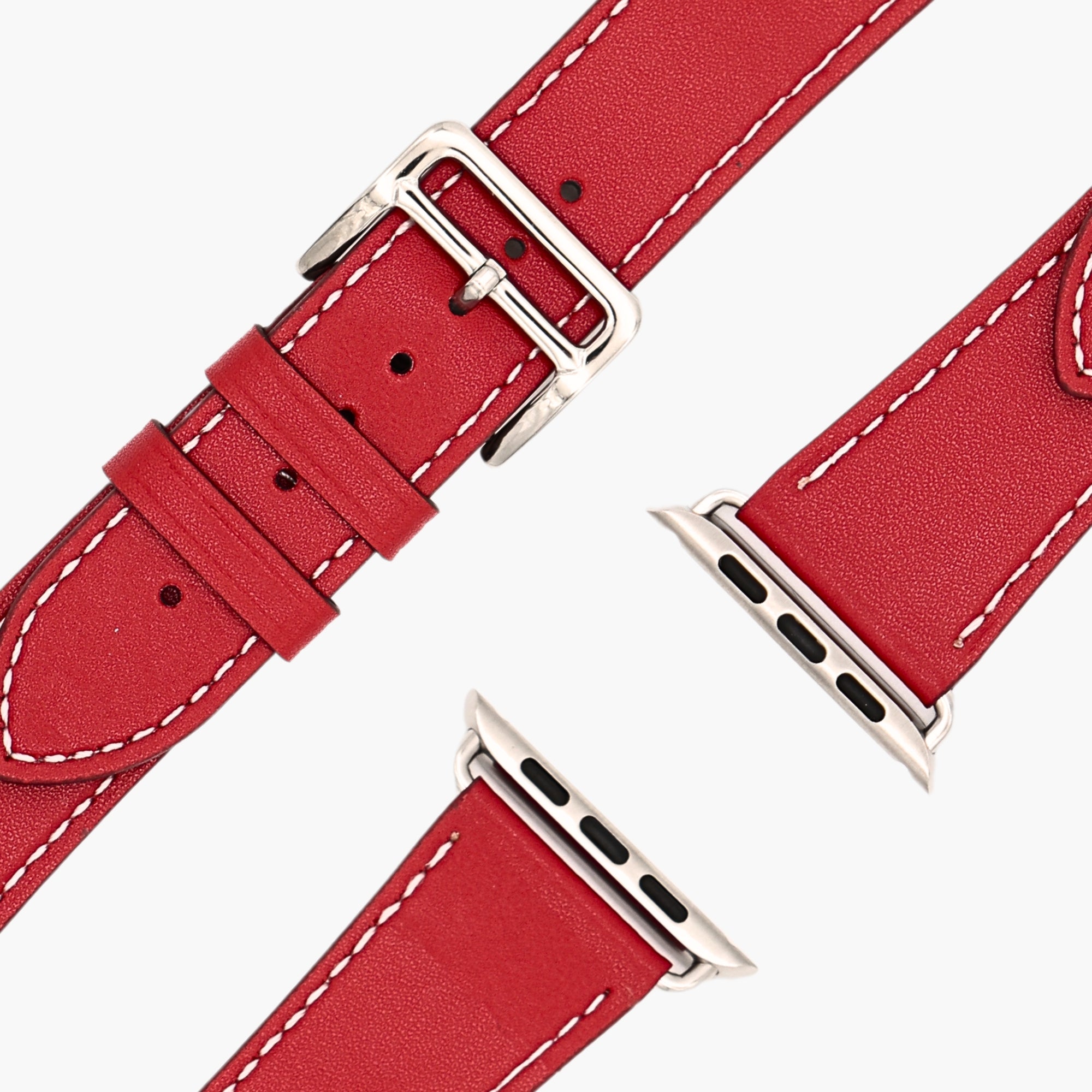 esntls - Echtleder Armband | Dornschließe Rot - Armband passend für Apple Watch