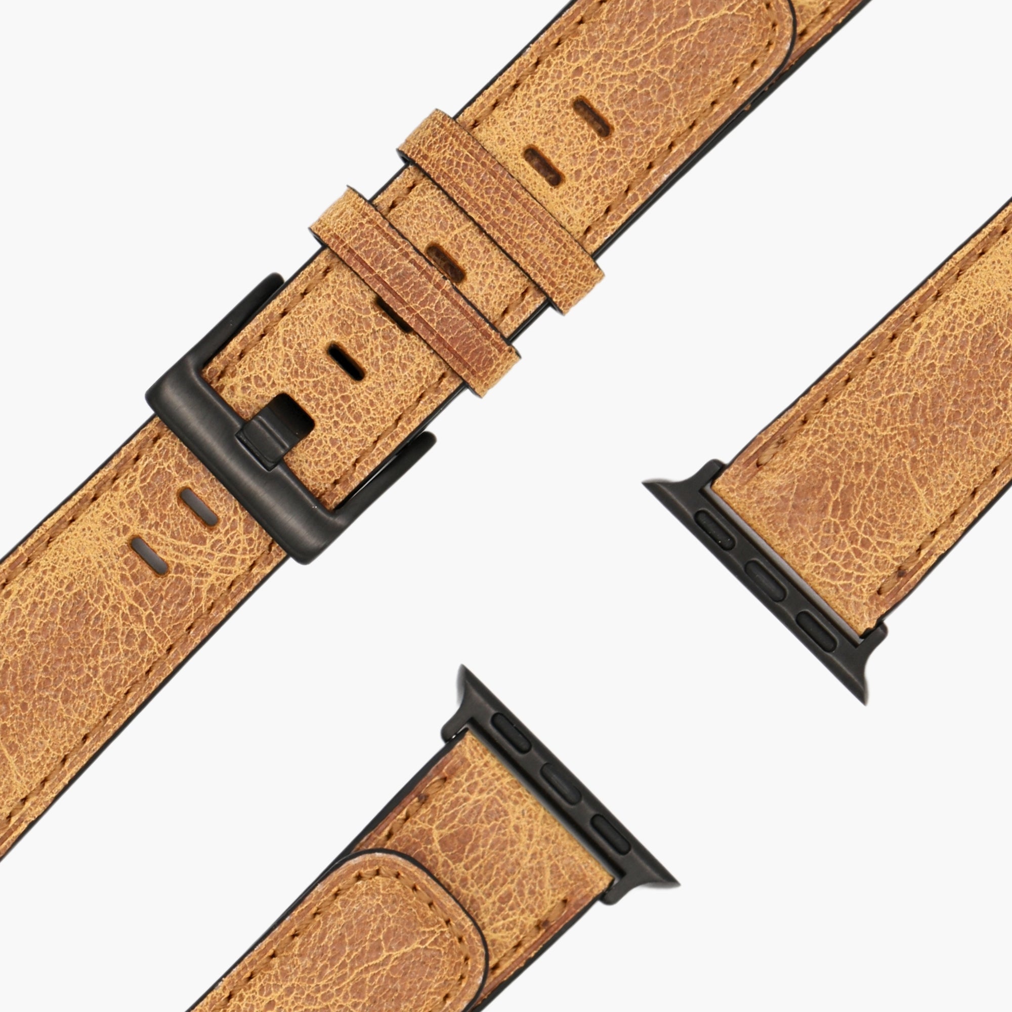 esntls - Echtleder Armband | Used-Look Braun - Armband passend für Apple Watch