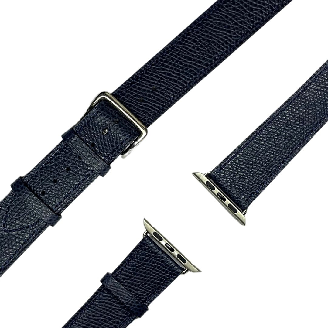esntls - Echtleder Armband Double Tour | Dornschließe Blau (Doppel) - Armband passend für Apple Watch