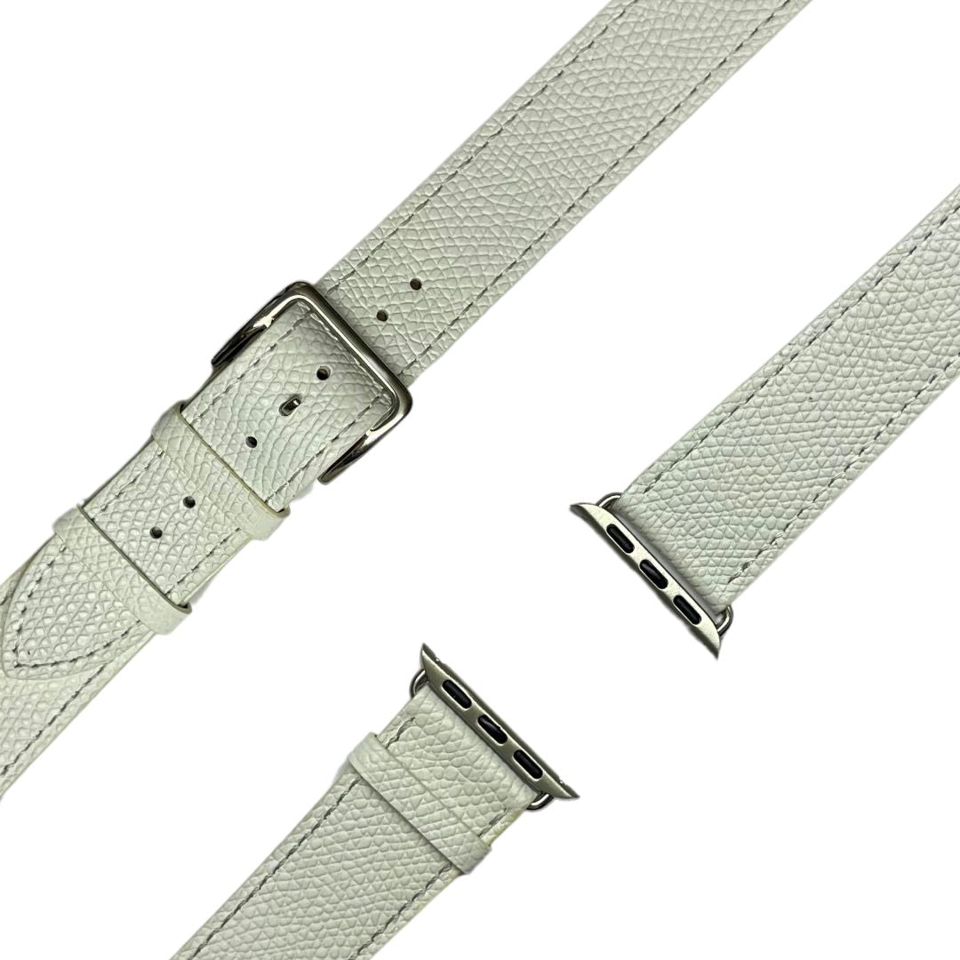 esntls - Echtleder Armband Double Tour | Dornschließe Weiß (Doppel) - Armband passend für Apple Watch