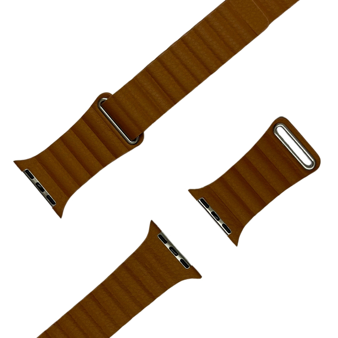 esntls - Kunstleder Loop Armband "Elegance" | Magnetverschluss Braun 42mm | 44mm | 45mm | 49mm - Armband passend für Apple Watch