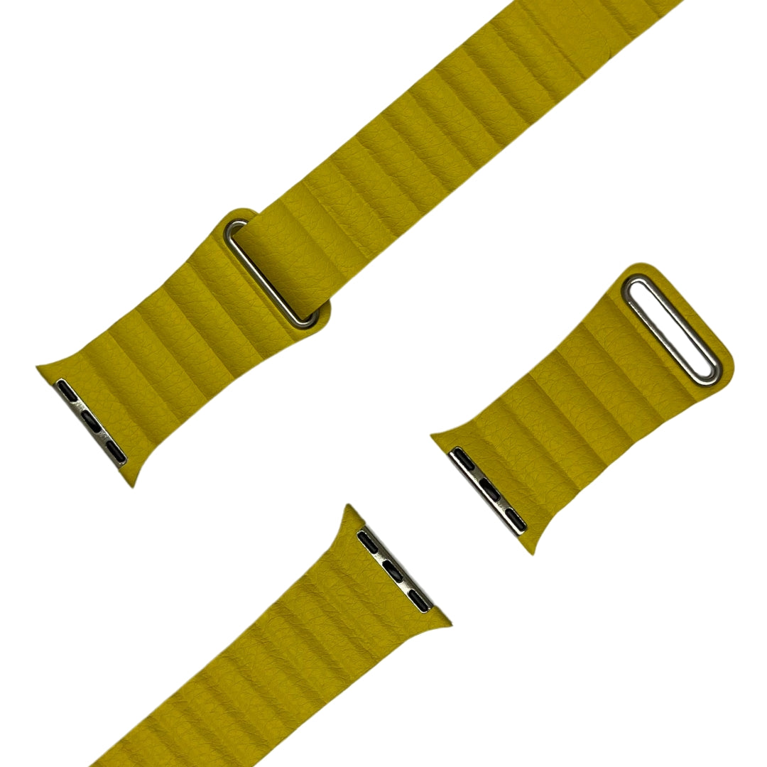 esntls - Kunstleder Loop Armband "Elegance" | Magnetverschluss Gelb - Armband passend für Apple Watch