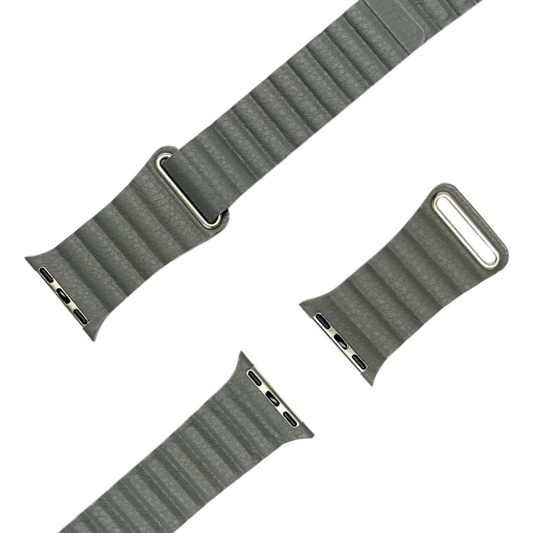esntls - Kunstleder Loop Armband "Elegance" | Magnetverschluss Grau 38mm | 40mm | 41mm - Armband passend für Apple Watch