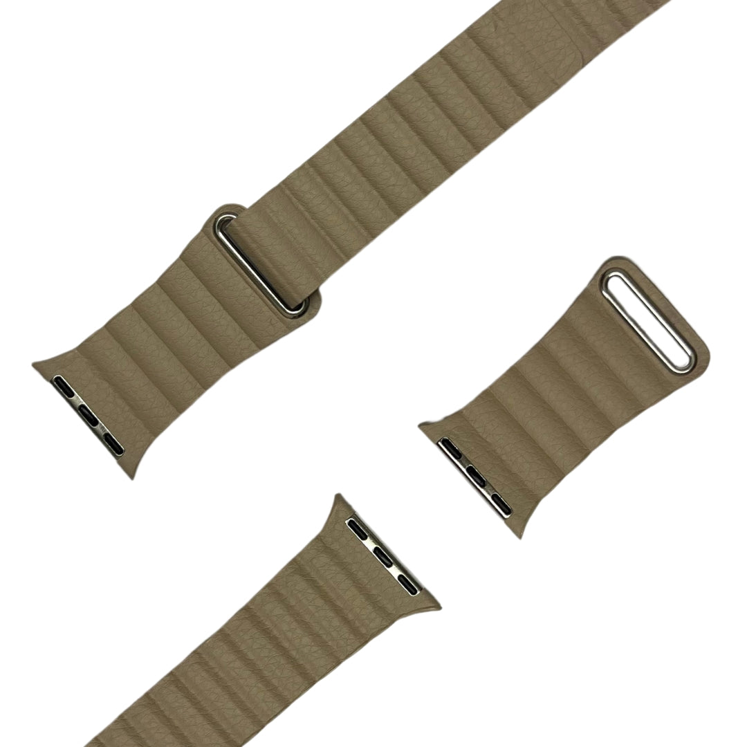 esntls - Kunstleder Loop Armband "Elegance" | Magnetverschluss Khaki 38mm | 40mm | 41mm - Armband passend für Apple Watch