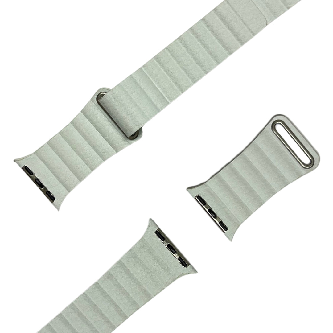 esntls - Kunstleder Loop Armband "Elegance" | Magnetverschluss Weiß - Armband passend für Apple Watch