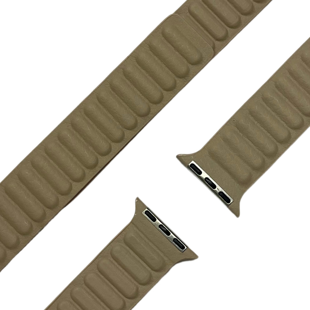 esntls - Kunstleder Loop Armband | Magnetverschluss Khaki - Armband passend für Apple Watch