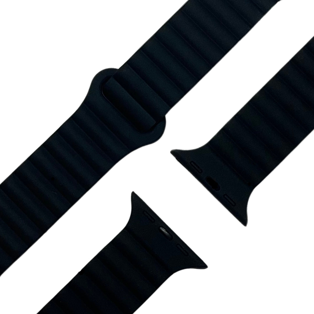 esntls - Silikon Loop Armband "Chic" | Magnetverschluss Schwarz - Armband passend für Apple Watch
