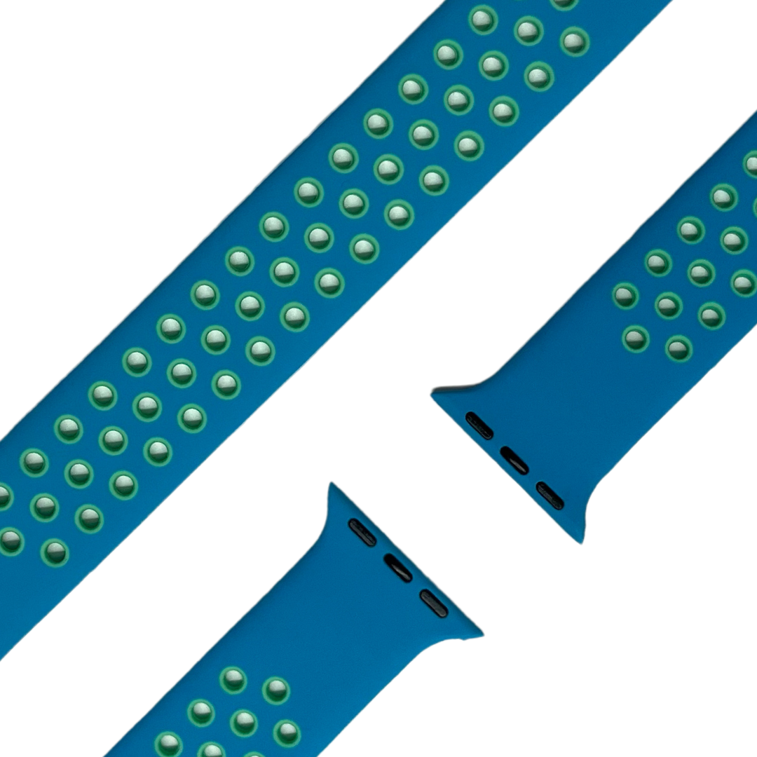 esntls - Silikon Solo Loop Armband Blau Grün 38mm | 40mm | 41mm M - Armband passend für Apple Watch