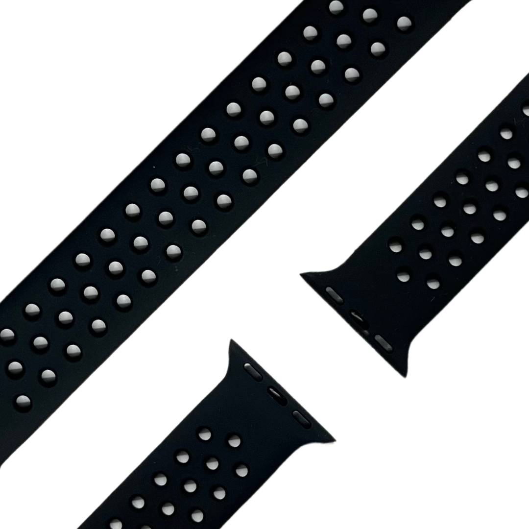 esntls - Silikon Solo Loop Armband Schwarz Weiß - Armband passend für Apple Watch