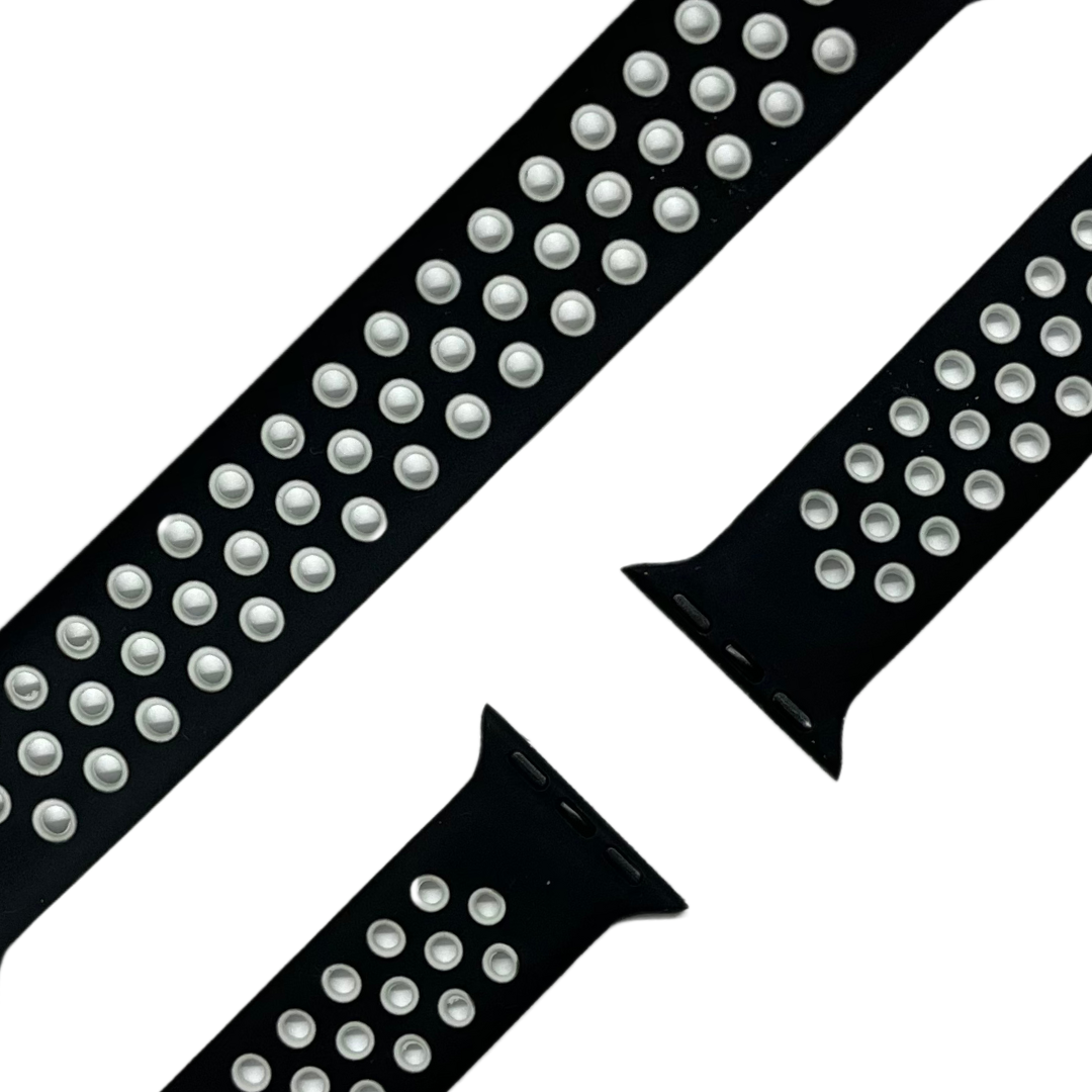 esntls - Silikon Solo Loop Armband Blau Weiß 42mm | 44mm | 45mm | 49mm - Armband passend für Apple Watch