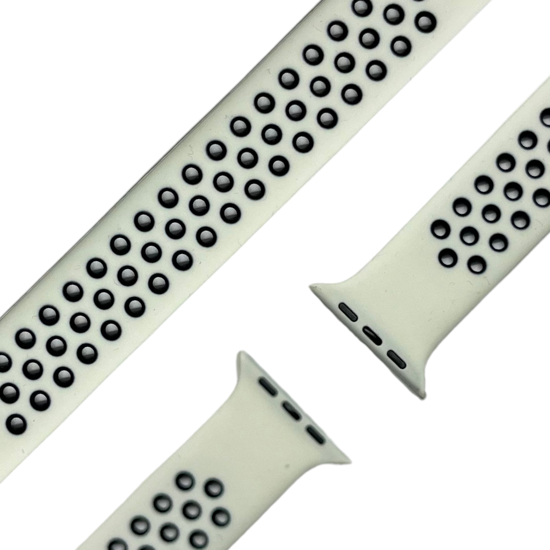 esntls - Silikon Solo Loop Armband Weiß Schwarz 42mm | 44mm | 45mm | 49mm - Armband passend für Apple Watch