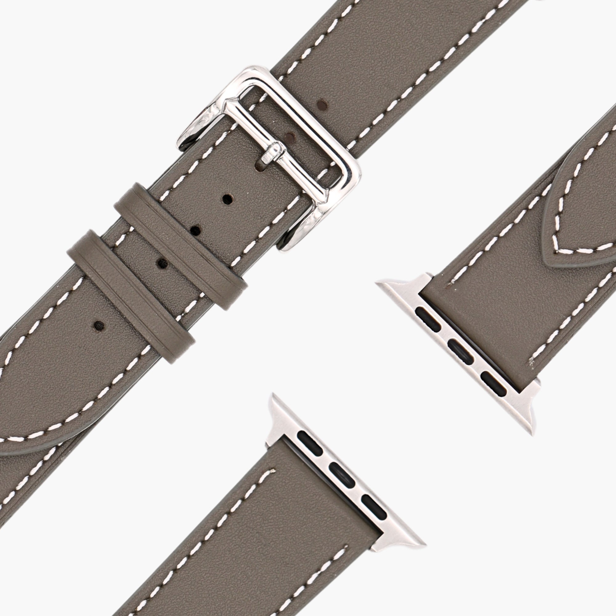 esntls - Echtleder Armband | Dornschließe Etoupe - Armband passend für Apple Watch