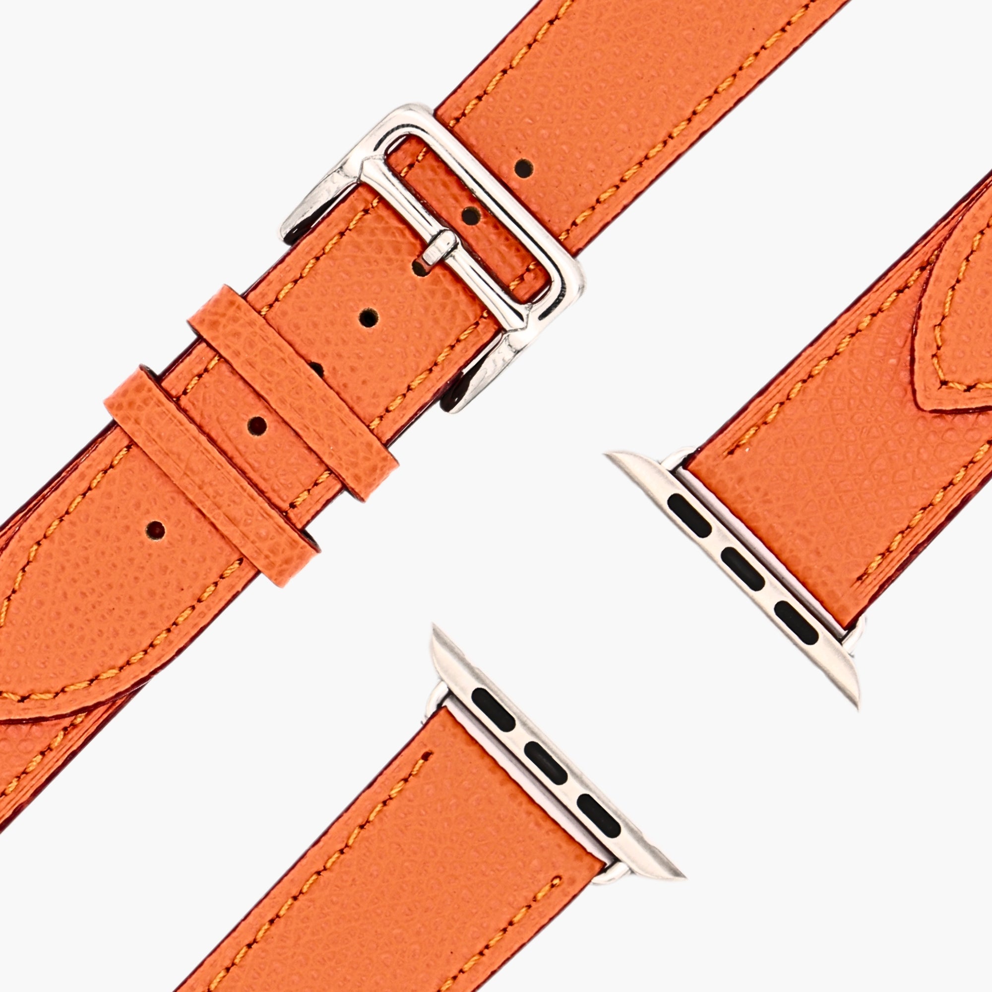 esntls - Echtleder Armband | Dornschließe Orange - Armband passend für Apple Watch