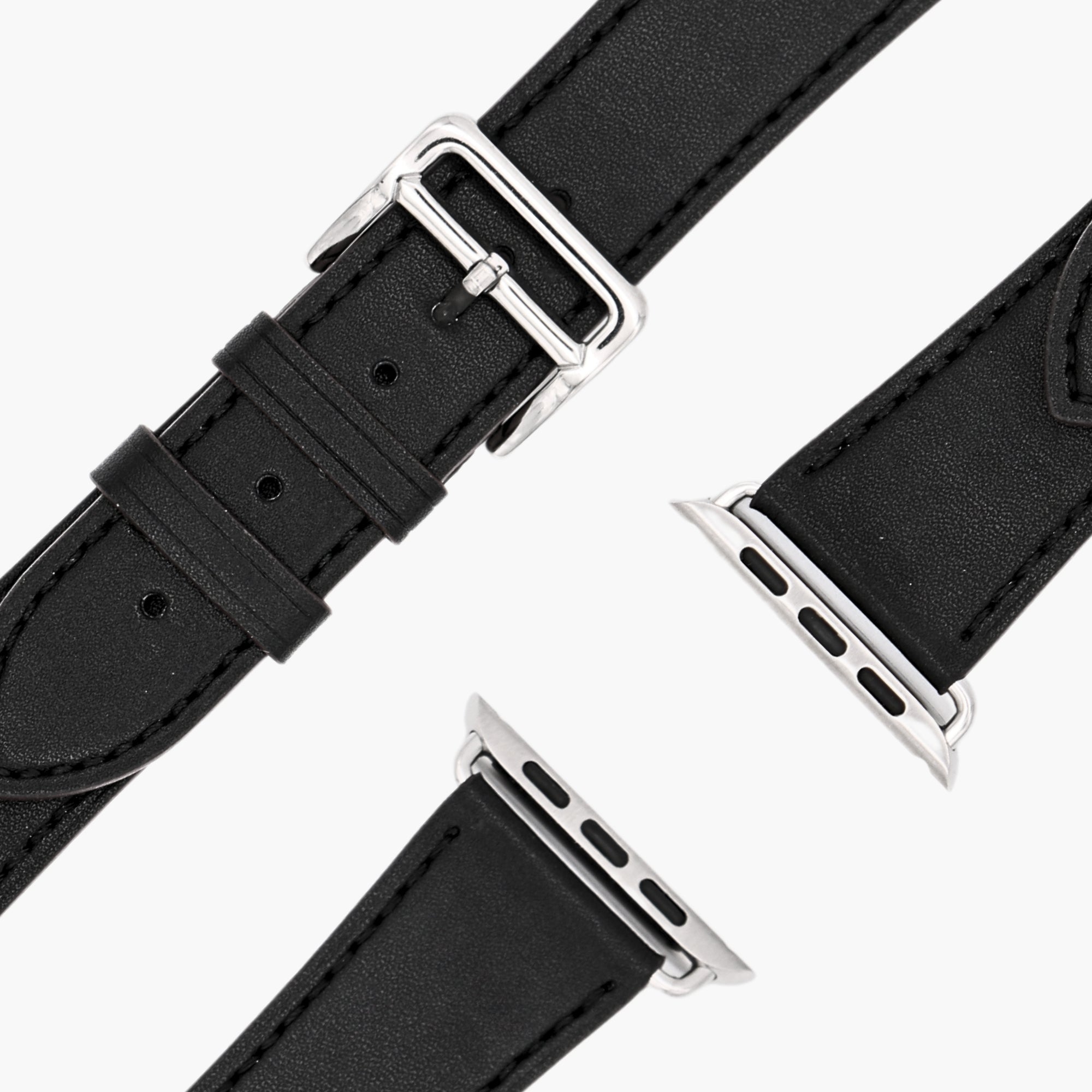 esntls - Echtleder Armband | Dornschließe Schwarz - Armband passend für Apple Watch