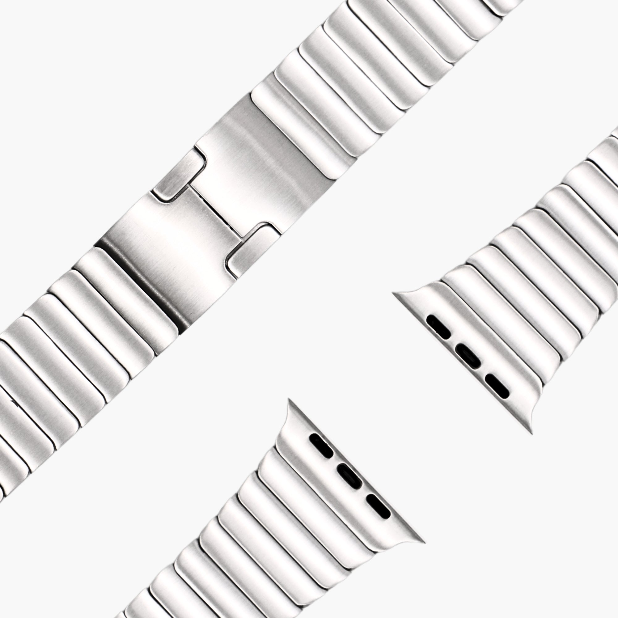 esntls - Edelstahl Gliederarmband "Premium" Silber - Armband passend für Apple Watch