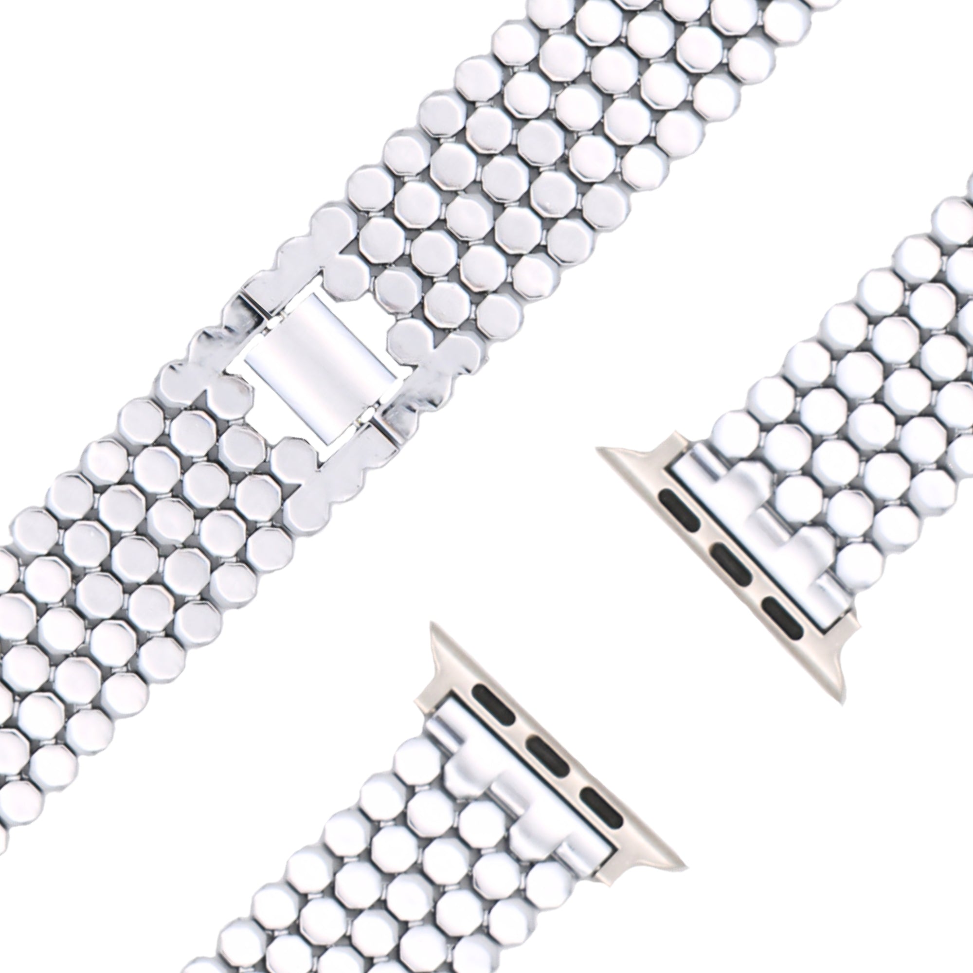 esntls - Edelstahl Gliederarmband "Octagon" Silber - Armband passend für Apple Watch