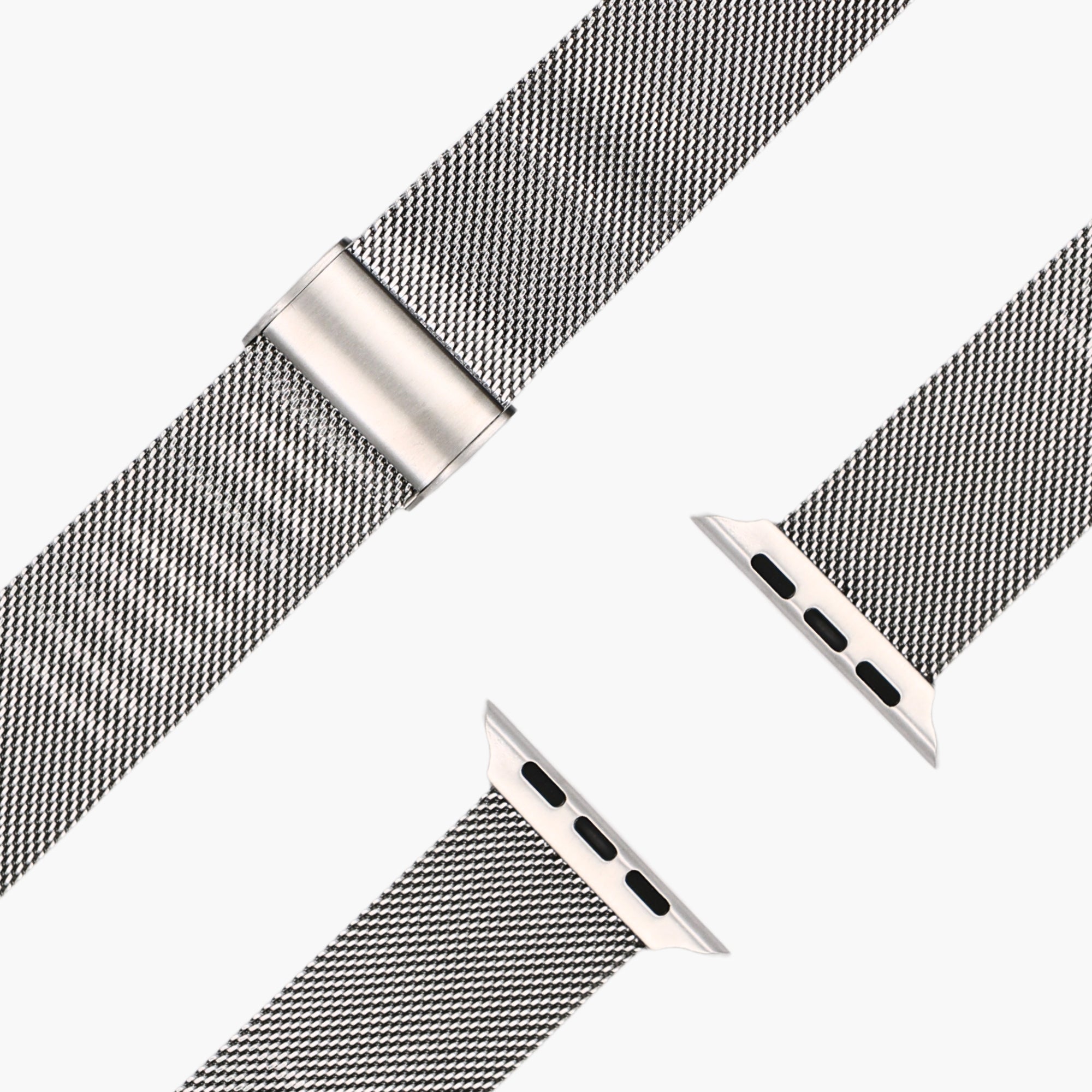 esntls - Milanaise Loop Armband | Verstellbarer Verschluss Silber - Armband passend für Apple Watch