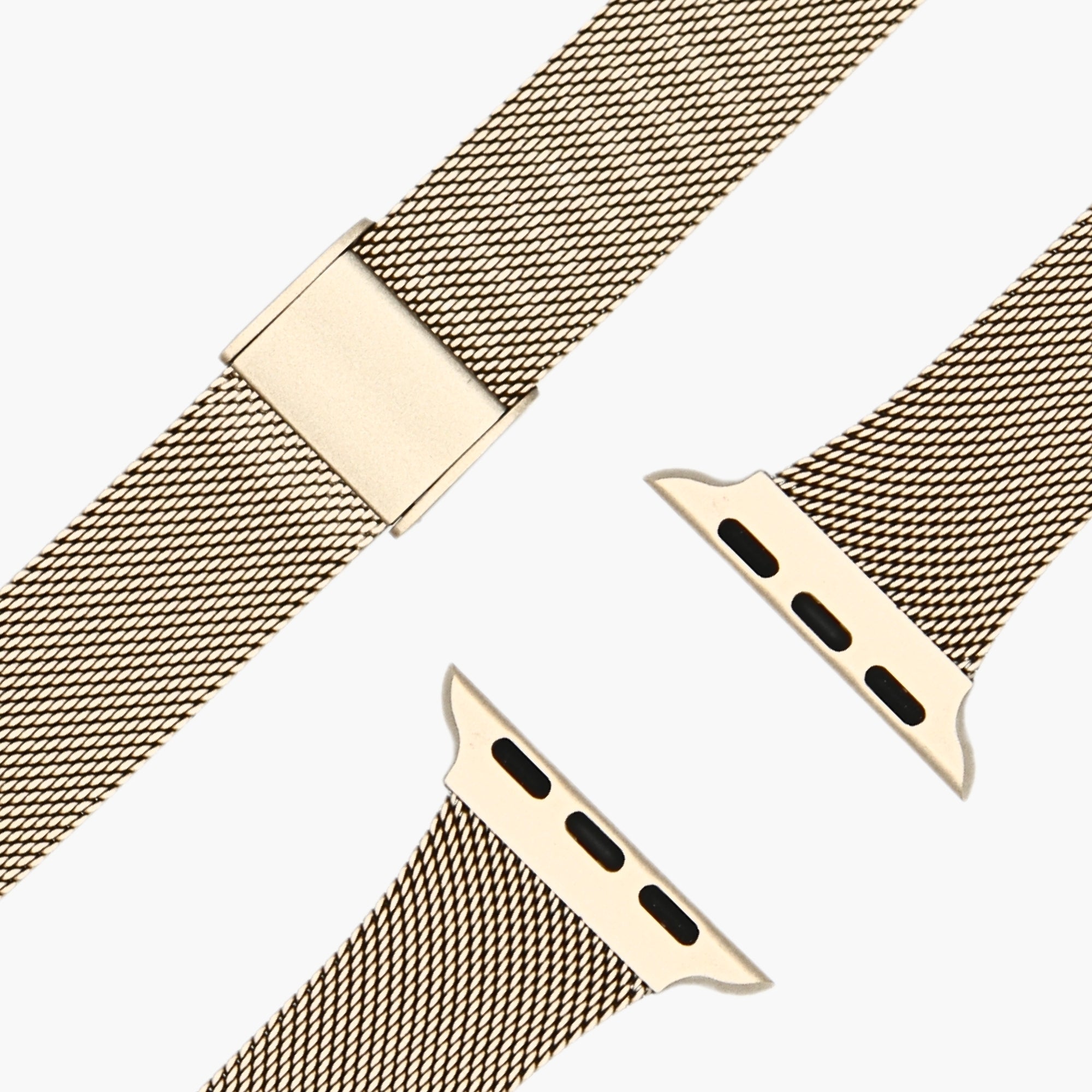 esntls - Milanaise Loop Armband | Verstellbarer Verschluss (Slim Edition) Champagner Gold - Armband passend für Apple Watch