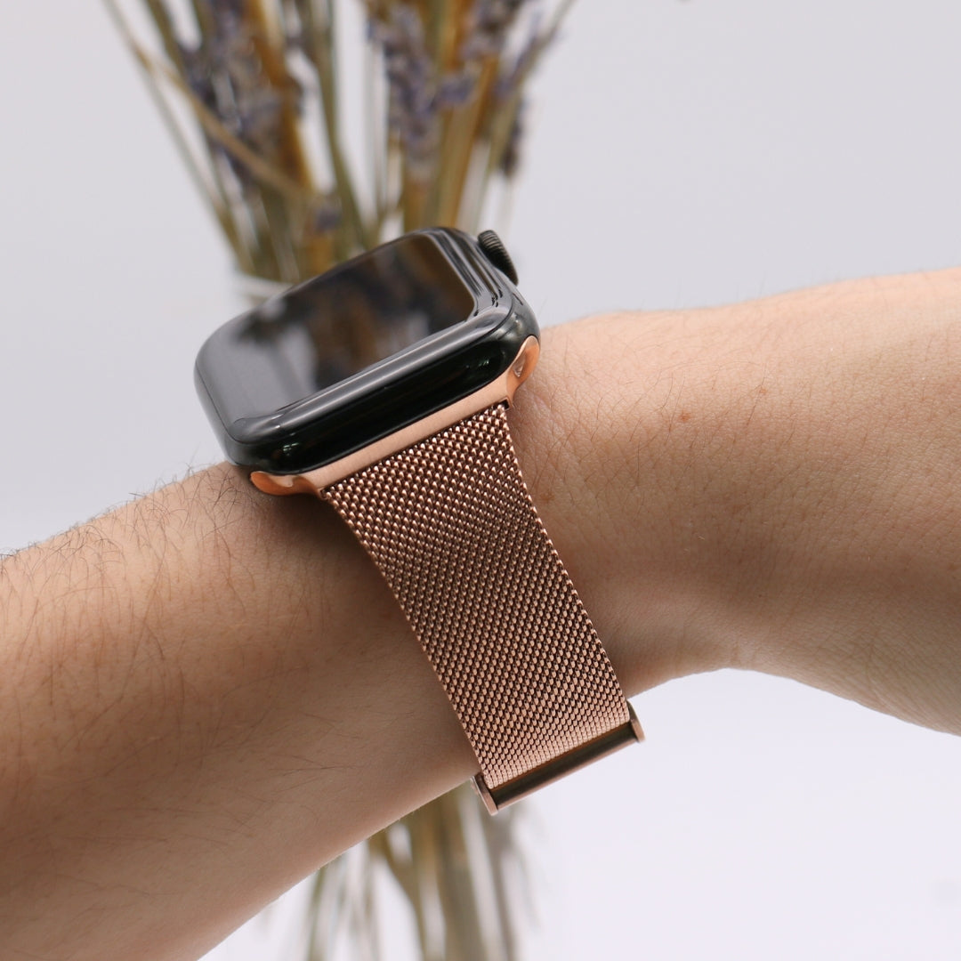 esntls milanaise armband slim verstellbarer verschluss rosegold edelstahl passend apple watch