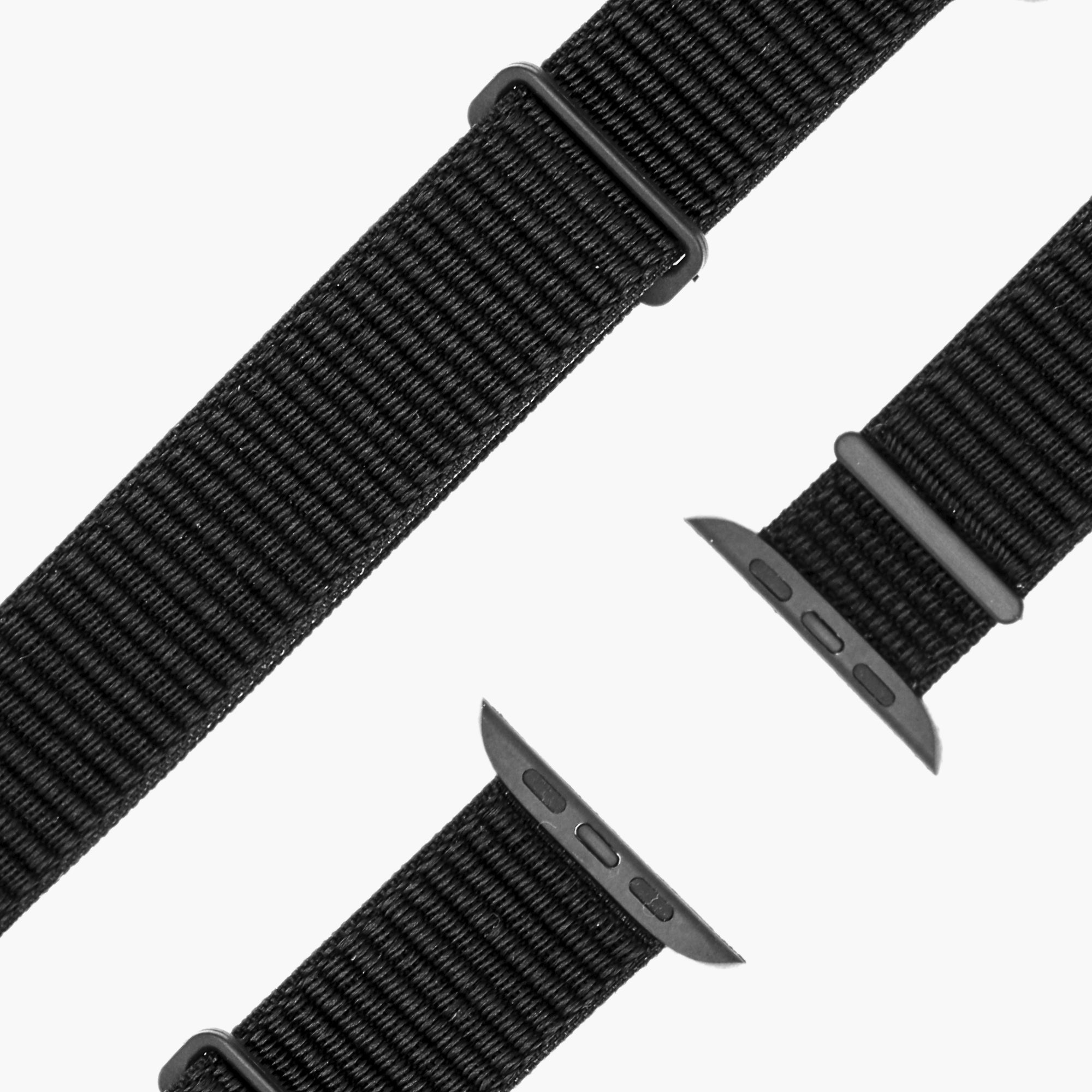 esntls - Sport Loop Armband | Klettverschluss Schwarz - Armband passend für Apple Watch