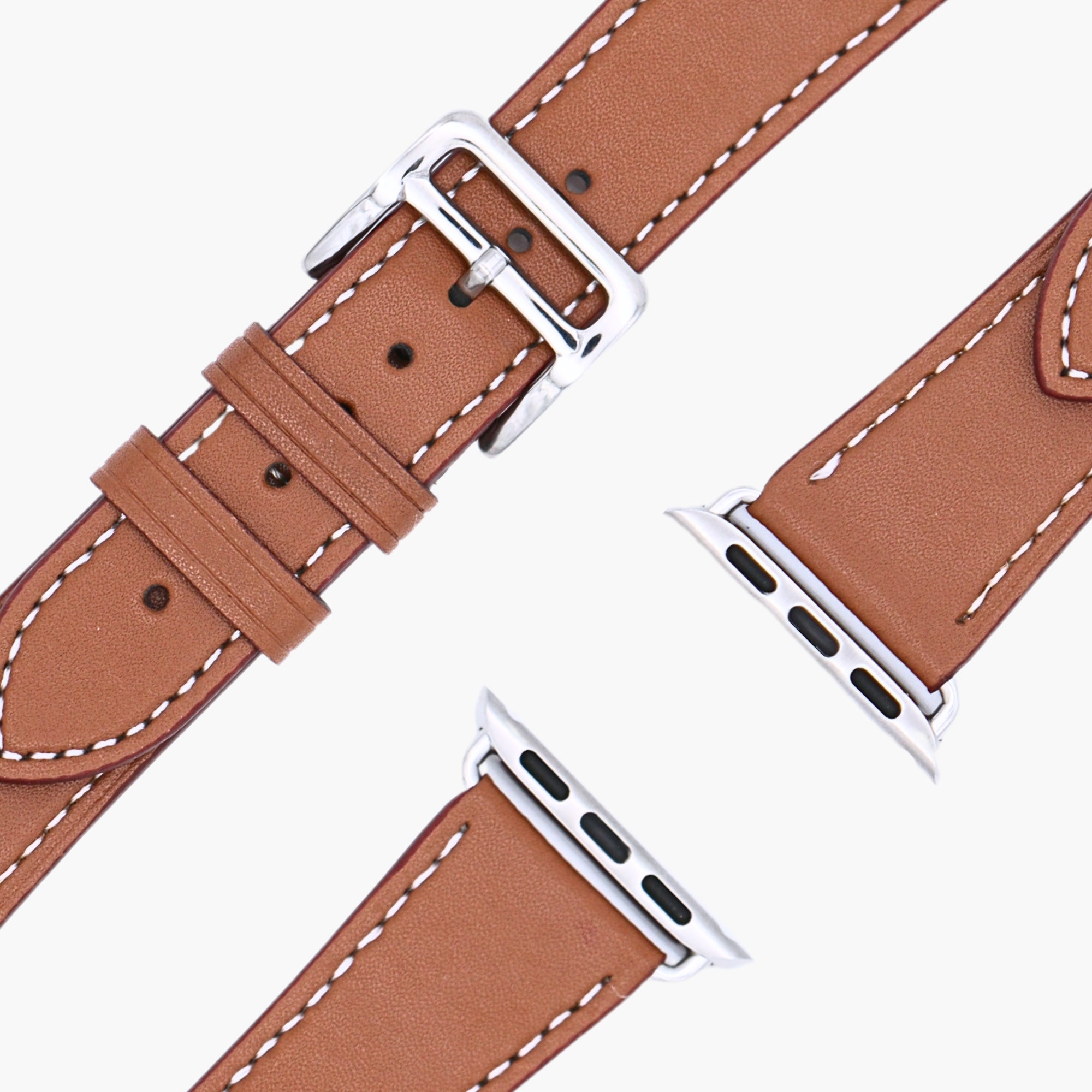 esntls - Echtleder Armband | Dornschließe Braun - Armband passend für Apple Watch