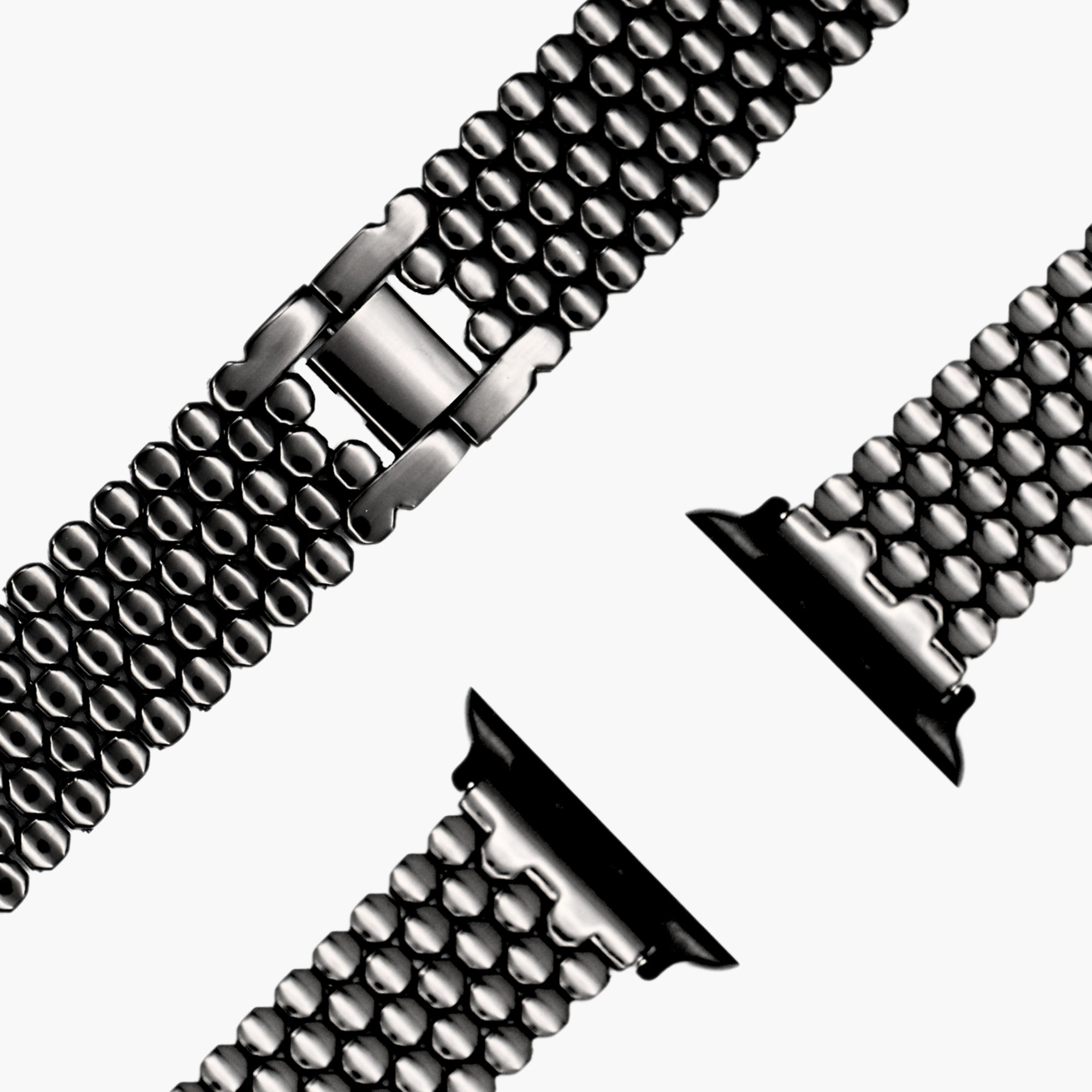 esntls - Edelstahl Gliederarmband "Octagon" Schwarz - Armband passend für Apple Watch